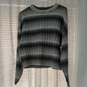 Divided Black and Gray Striped Sweater